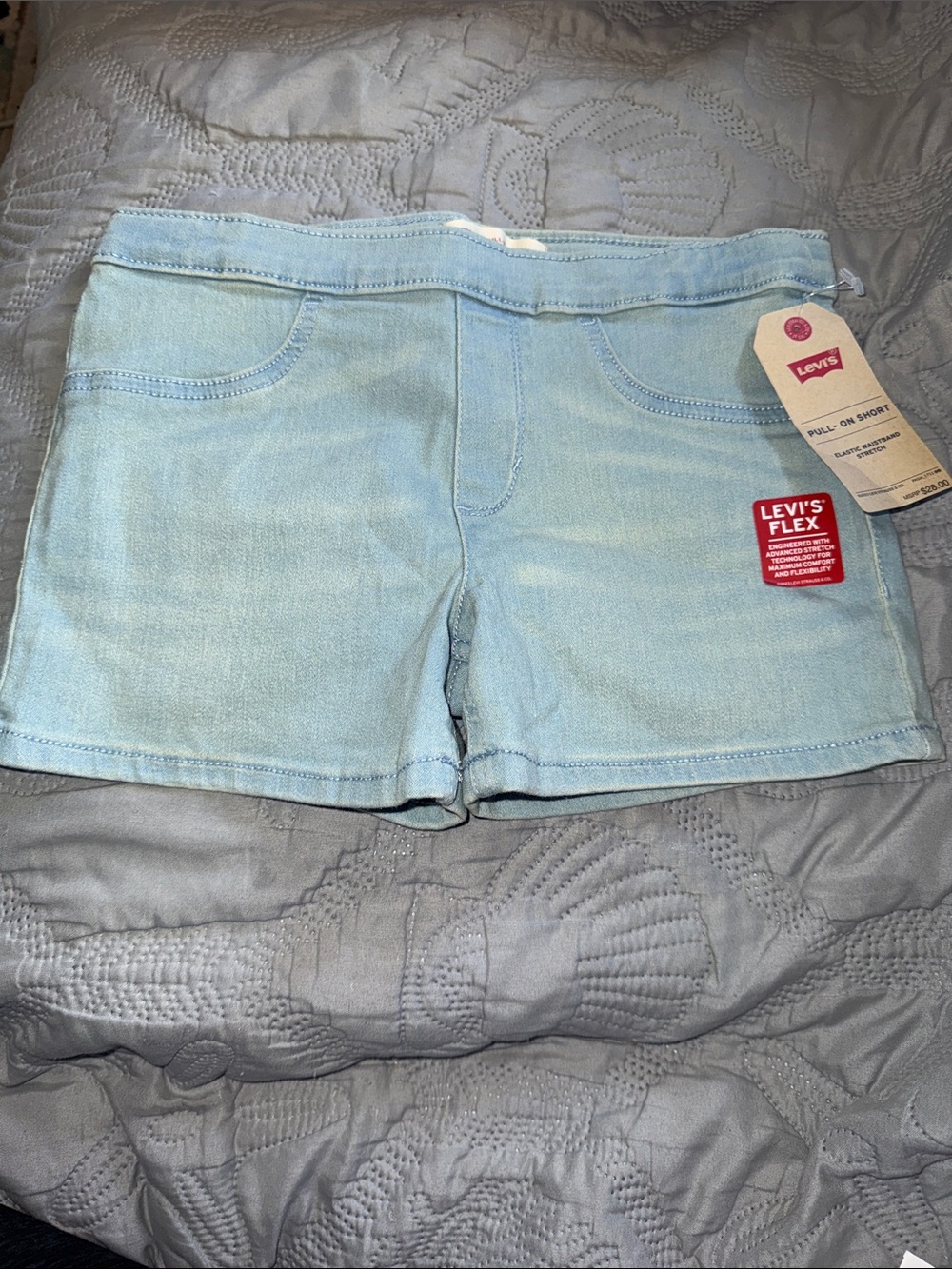 Levi's Light Blue Stretch Denim Pull-On Shorts